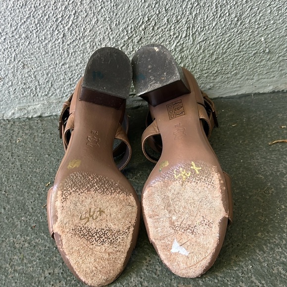 Tory Burch Delany Strappy Heels Open Toe Leather Sandals Block Heel Sz 7 - Picture 9 of 10